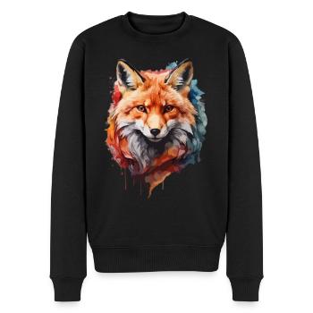 Fox in WaterColor Cool Portrait - Men's Premium Organic Jumper - black - Front - Nico (187cm)