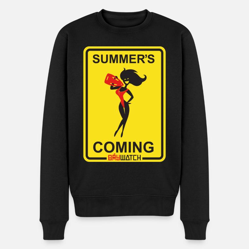 Baywatch Schild Summer´s Coming - Männer Premium Bio Pullover - Schwarz