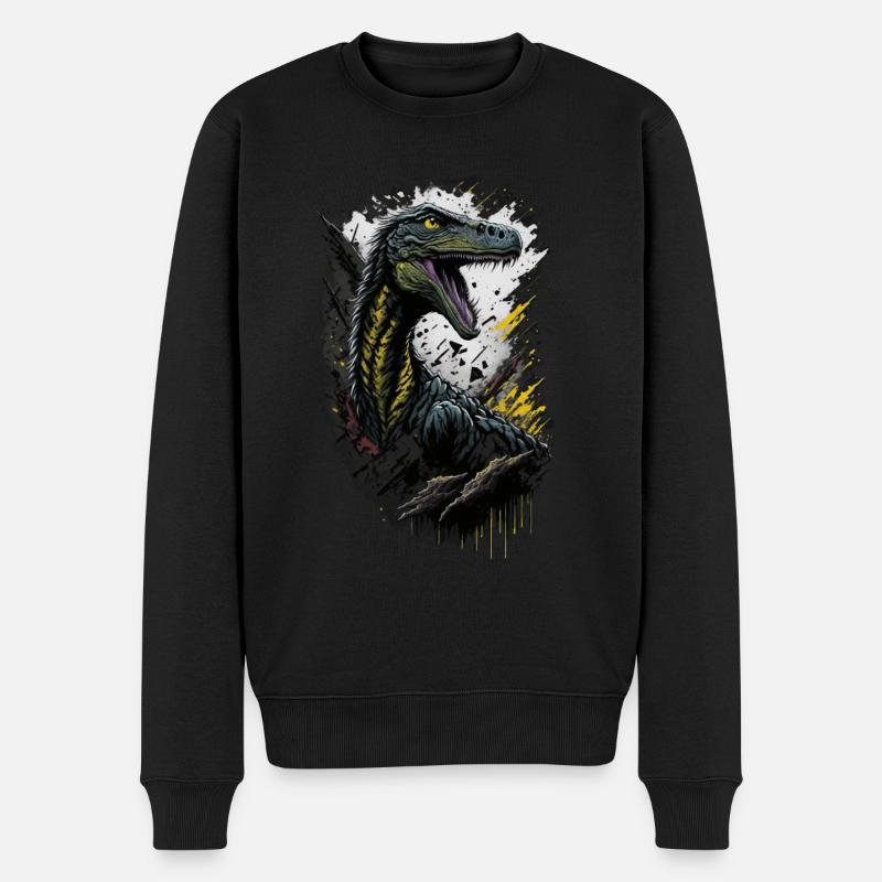Velociraptor - Männer Premium Bio Pullover - Schwarz