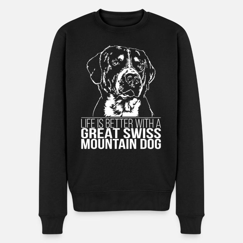 GREAT SWISS MOUNTAIN DOG life is better Wilsigns - Männer Premium Bio Pullover - Schwarz