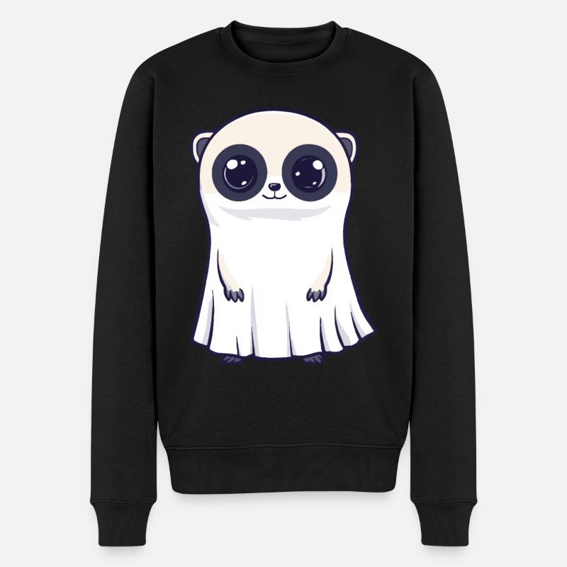 Erdmännchen Halloween Comic Geist - Männer Premium Bio Pullover - Schwarz