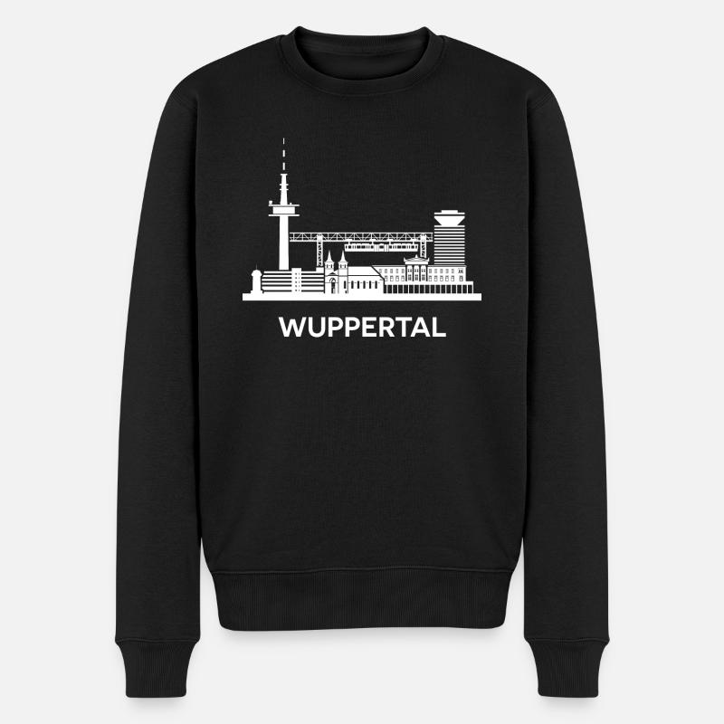 Wuppertal, weiß - Männer Premium Bio Pullover - Schwarz