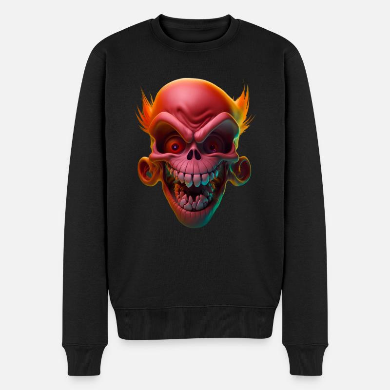 Red laughing Skull - Männer Premium Bio Pullover - Schwarz