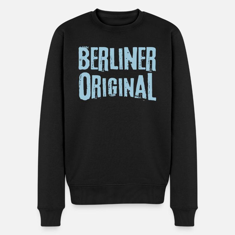 Berliner Original Berlinerin Berlin geboren Heimat - Männer Premium Bio Pullover - Schwarz