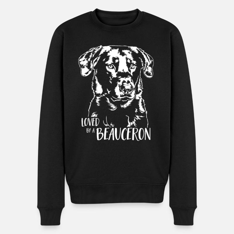 Aimé par un chien BEAUCERON Dictons chiens Wilsigns - Pull Premium bio Homme - noir