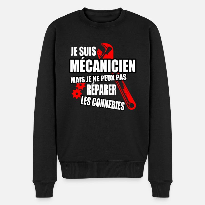 Humor-Mechanik - Männer Premium Bio Pullover - Schwarz