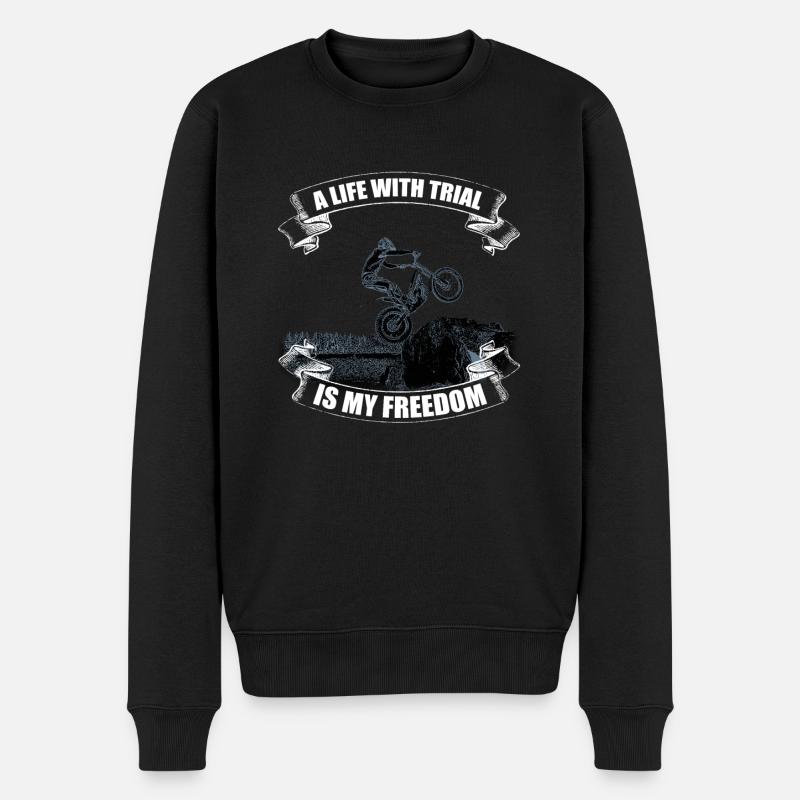 A LIFE WITH TRIAL IS MY FREEDOM - Männer Premium Bio Pullover - Schwarz