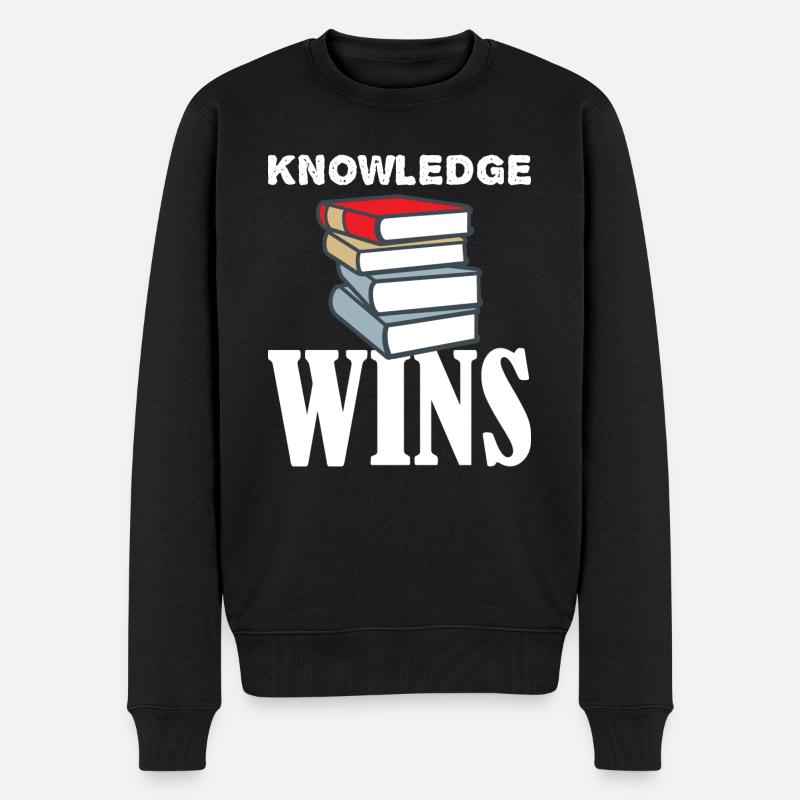 Knowledge Wins Bücher - Männer Premium Bio Pullover - Schwarz