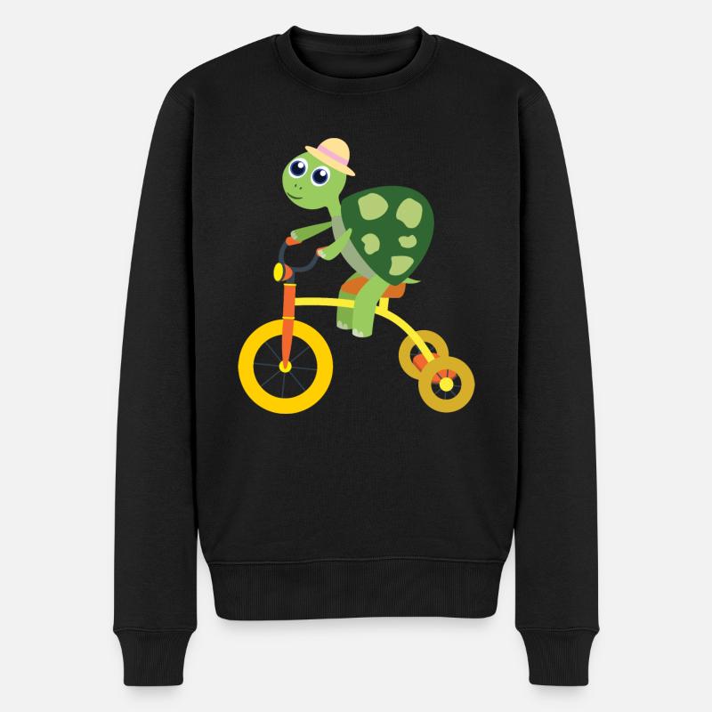 Schildkröte auf Dreirad - Männer Premium Bio Pullover - Schwarz