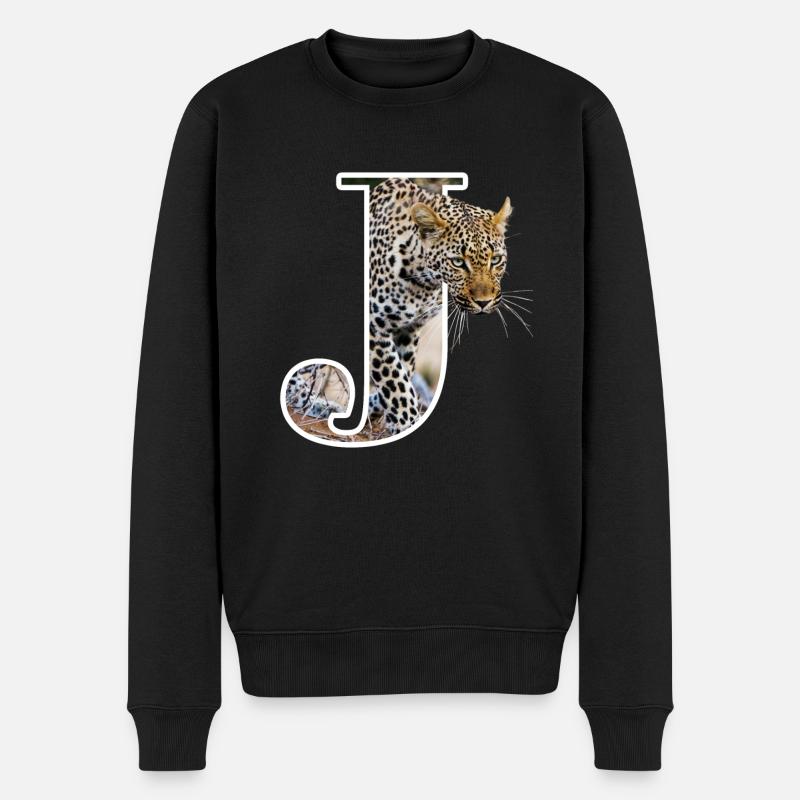 J J Jaguar Alphabet Tiere - Männer Premium Bio Pullover - Schwarz