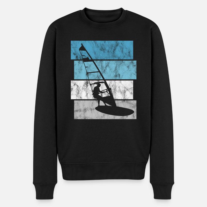 Windsurfer Retro Surfen Windsurfing Windsurfen - Männer Premium Bio Pullover - Schwarz