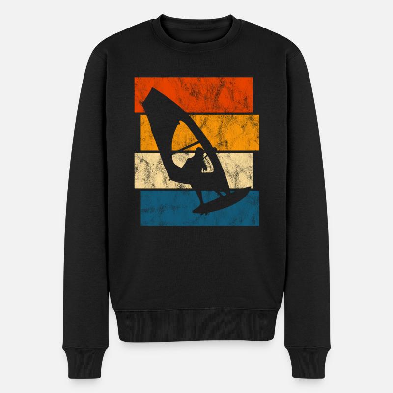 Windsurfen Retro Surfen Windsurfer Windsurfing - Männer Premium Bio Pullover - Schwarz