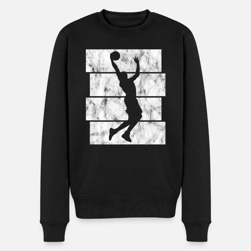 Basket-ball basket-ball basketteur rétro - Pull Premium bio Homme - noir