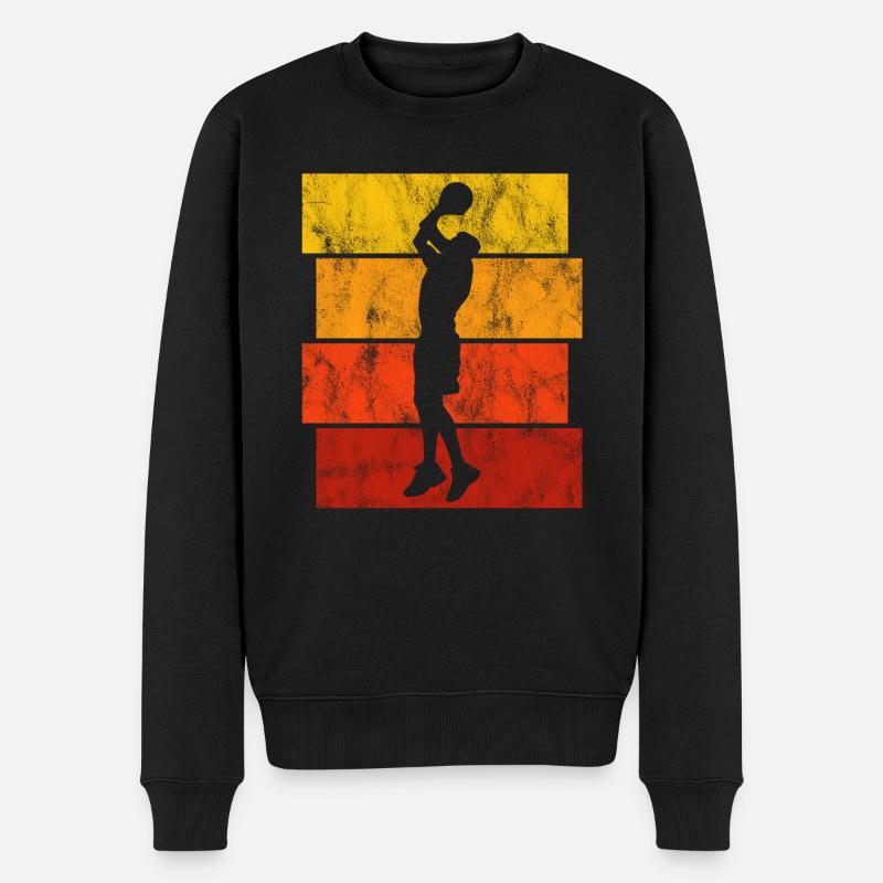 Basket-ball basket-ball basketteur rétro - Pull Premium bio Homme - noir
