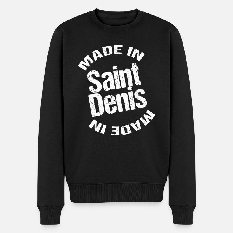 Hergestellt in Saint Denis blc - Männer Premium Bio Pullover - Schwarz