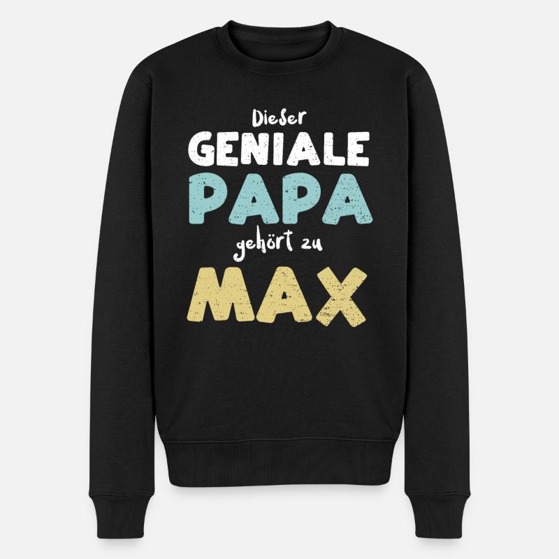 Dieser Geniale Papa Gehört Zu Max - Männer Premium Bio Pullover - Schwarz