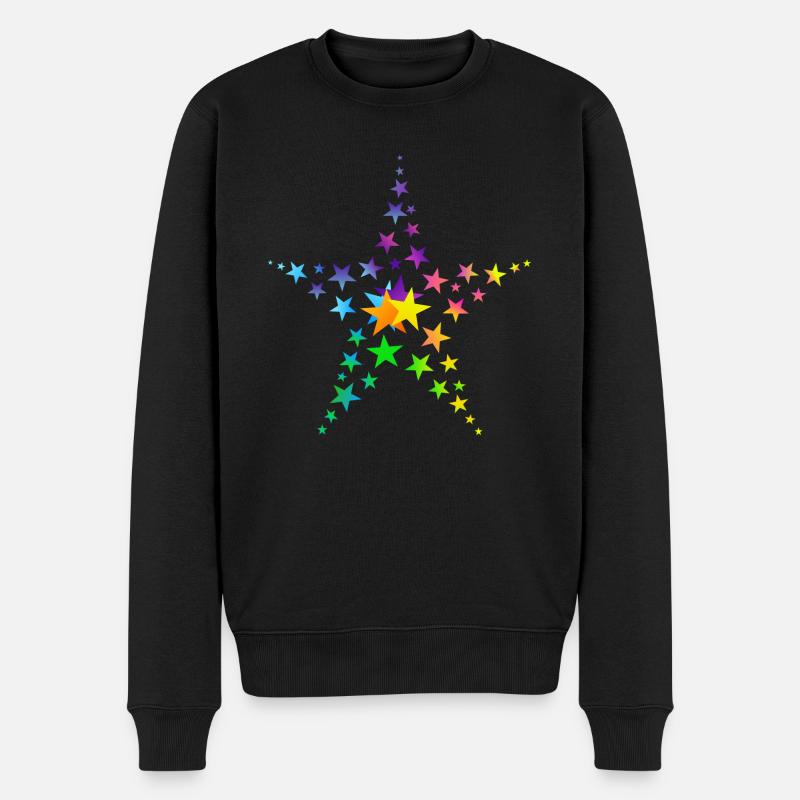 Sterne bunte Sterne viele Sterne - Männer Premium Bio Pullover - Schwarz