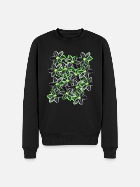 fleurs vertes - Pull Premium bio Homme - noir