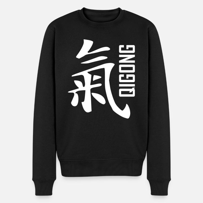 Qigong caractère chinois blanc - Pull Premium bio Homme - noir