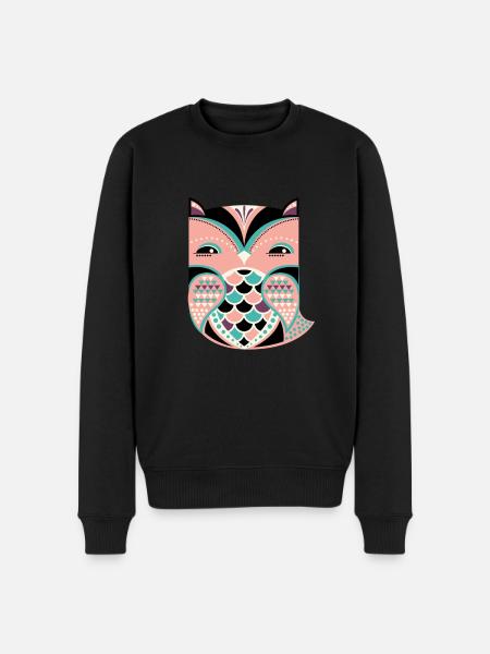 Süße Eule - Männer Premium Bio Pullover - Schwarz