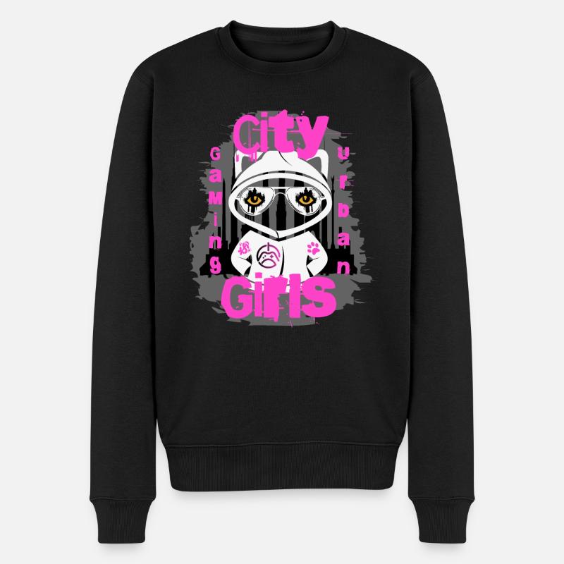 Stadt Gameing Girl - Männer Premium Bio Pullover - Schwarz