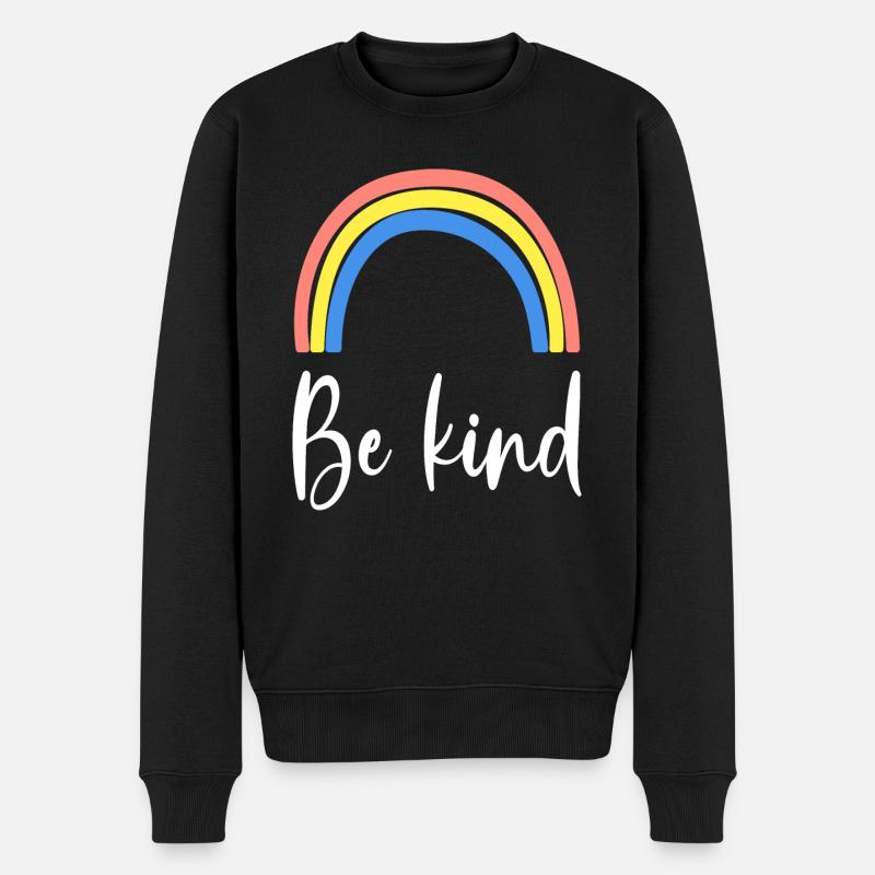 Be Kind Rainbow - Männer Premium Bio Pullover - Schwarz