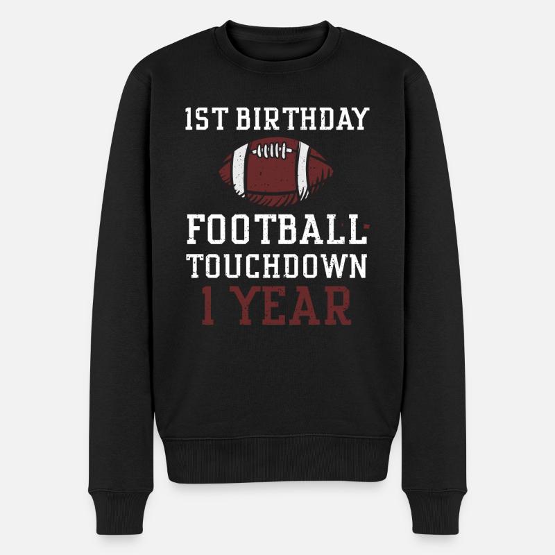 1st Birthday Football Touchdown... - Männer Premium Bio Pullover - Schwarz