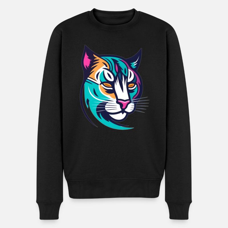 Lynx stylisé coloré - Pull Premium bio Homme - noir