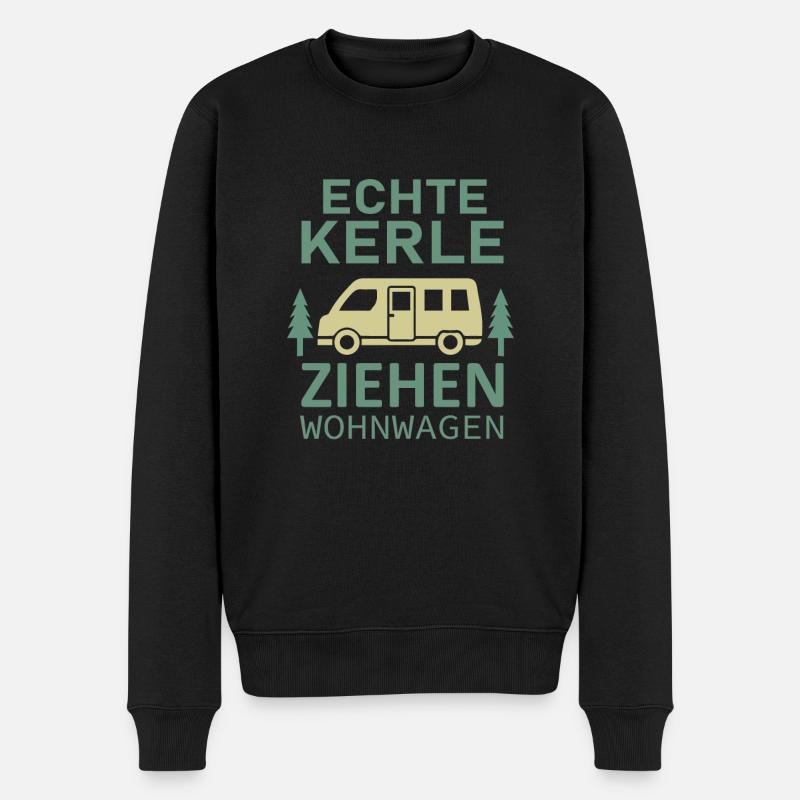 Echte Kerle Ziehen Wohnwagen - Männer Premium Bio Pullover - Schwarz