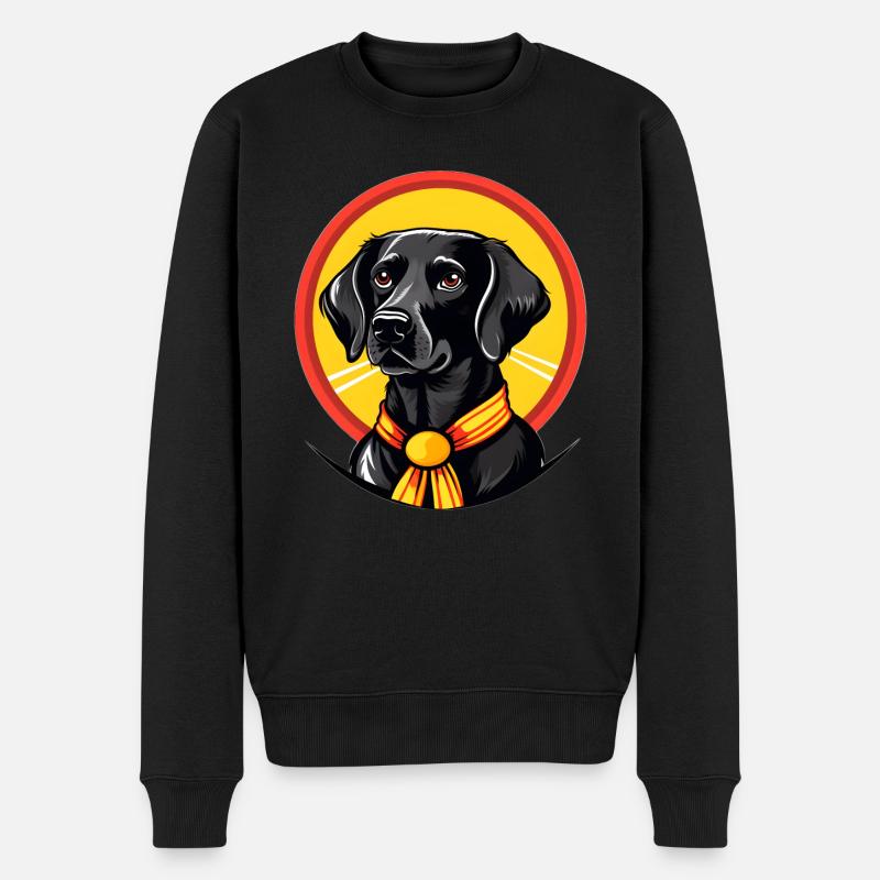 Schwarzer Hund mit gelbem Band - Männer Premium Bio Pullover - Schwarz