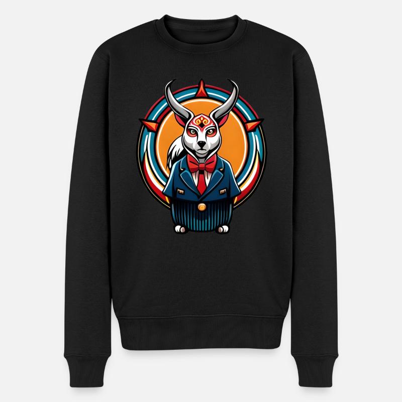 Chat ninja en costume - Pull Premium bio Homme - noir