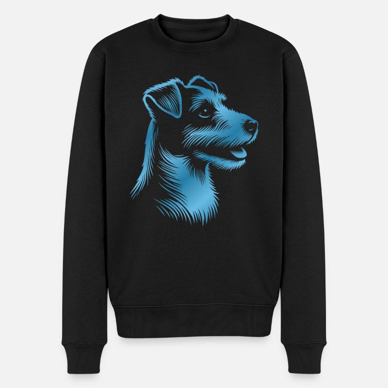 Russell Terrier dessin tête bleu - Pull Premium bio Homme - noir