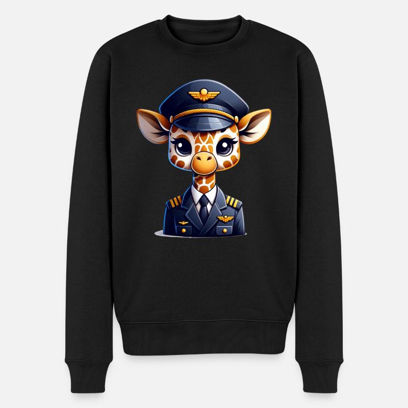 Pilote de girafe mignon - Pull Premium bio Homme - noir