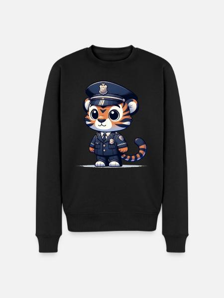 Cute Tiger Police Officer - Men's Premium Organic Jumper - black