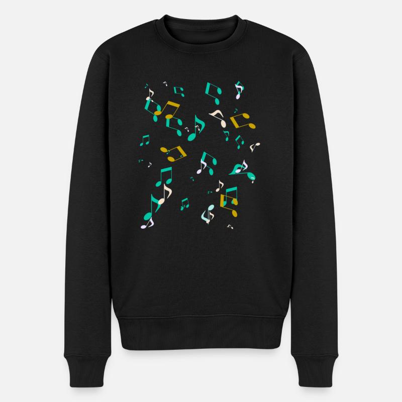 Noten, Musik, bunte Noten, bunt,blau - Männer Premium Bio Pullover - Schwarz