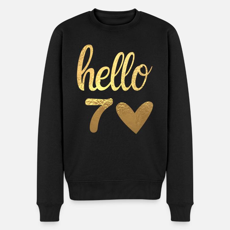 Hello 70 doré - Pull Premium bio Homme - noir
