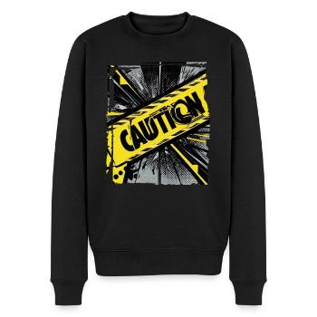 Drôle Tendance Noir Jaune Avertissement Ruban Avertissement - Pull Premium bio Homme - noir - Devant - Nico (187cm)