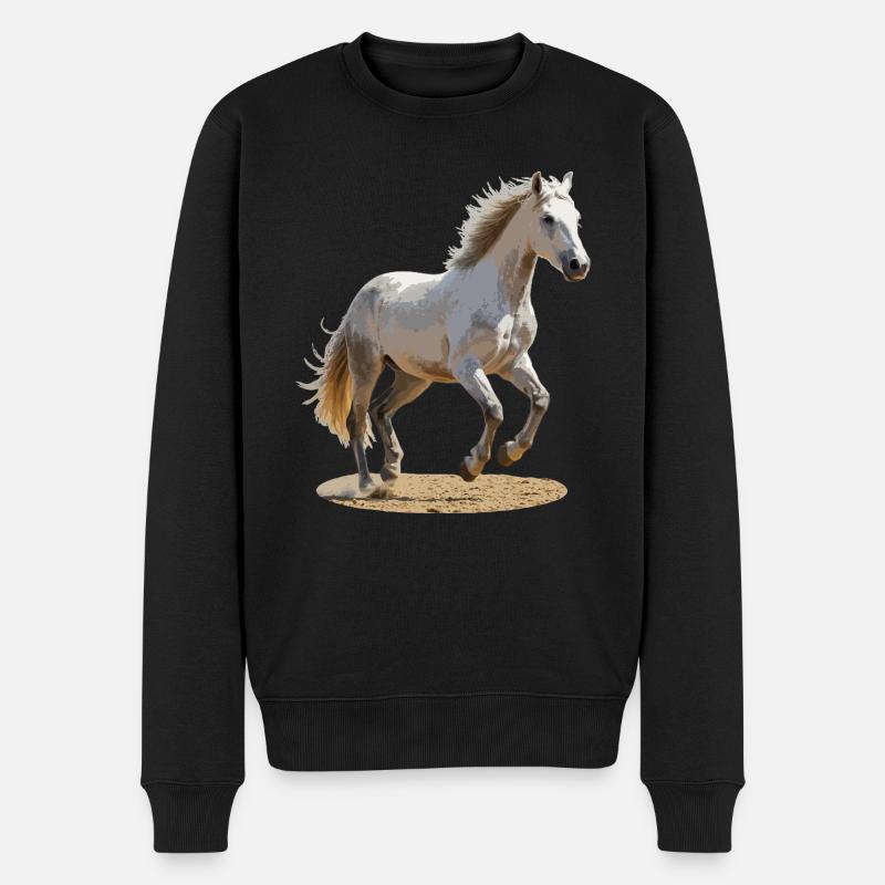 Camargue-Pferd - Männer Premium Bio Pullover - Schwarz