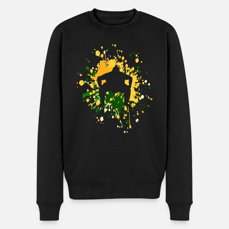 Sumo Wrestler Color Splash - Männer Premium Bio Pullover - Schwarz