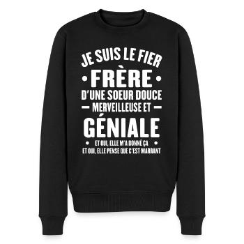Je Suis Le Fier Frère D'une Sœur Douce Et Géniale - Pull Premium bio Homme - noir - Devant - Nico (187cm)