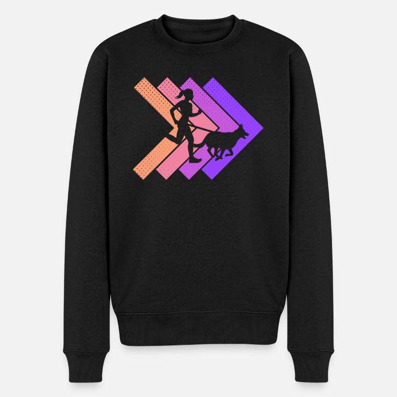 Canicross Läuferin Geländelauf Canicross Retro - Männer Premium Bio Pullover - Schwarz