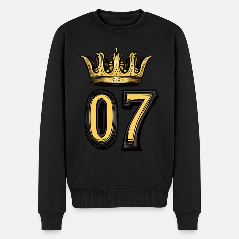7 Zahl Krone - Männer Premium Bio Pullover - Schwarz
