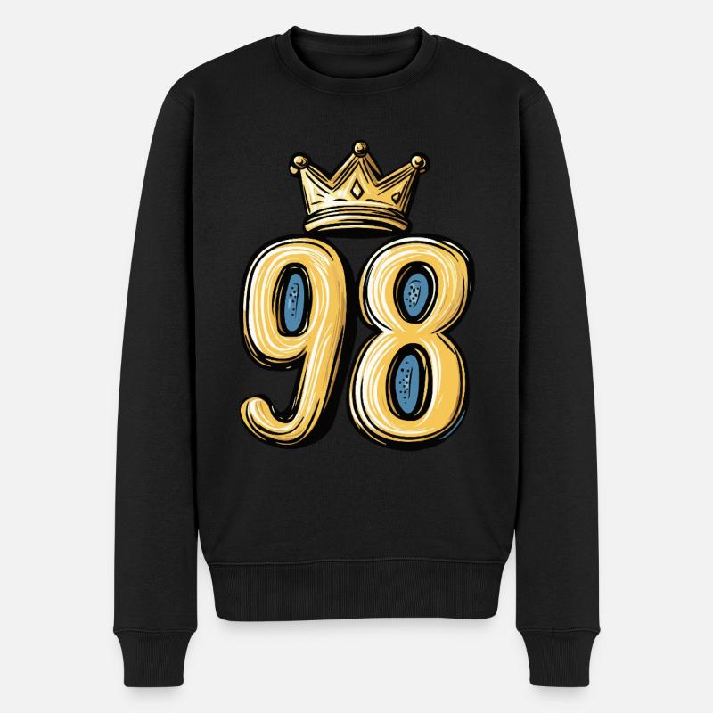 98 Zahl Krone - Männer Premium Bio Pullover - Schwarz