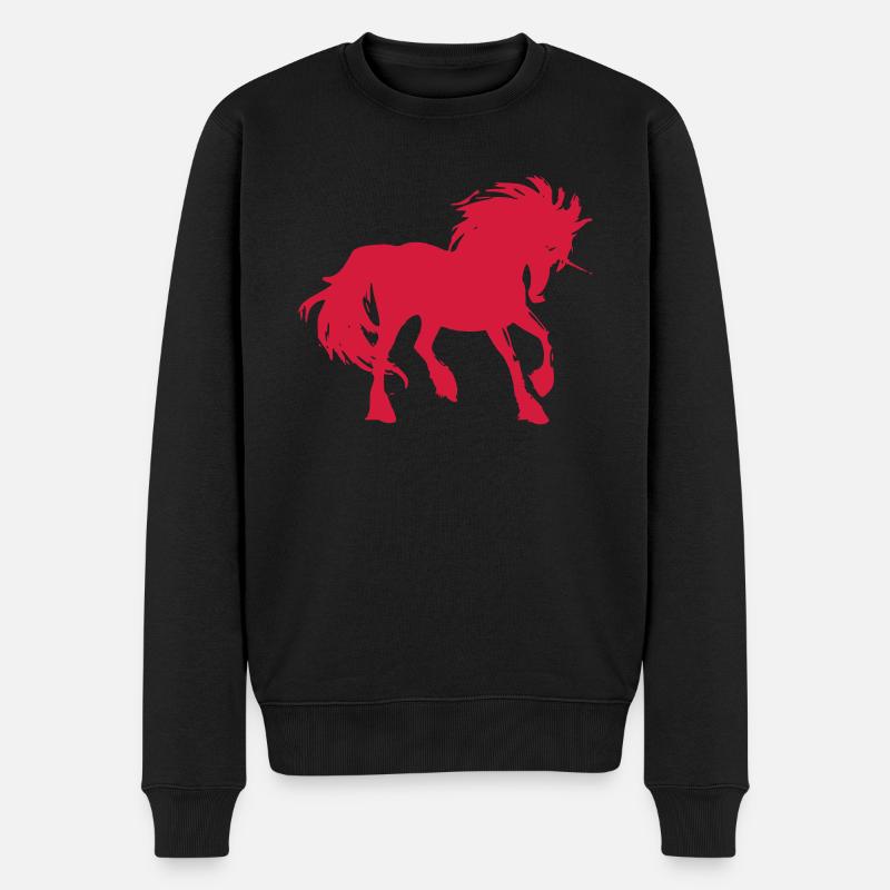 Einhorn - Männer Premium Bio Pullover - Schwarz