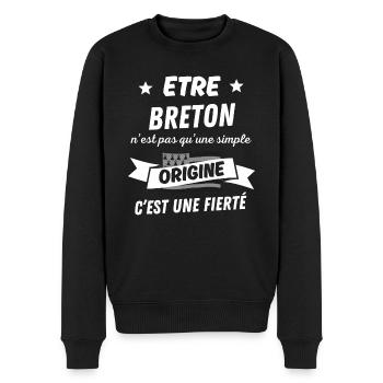 Etre breton pas simple origine une fierté - Pull Premium bio Homme - noir - Devant - Nico (187cm)