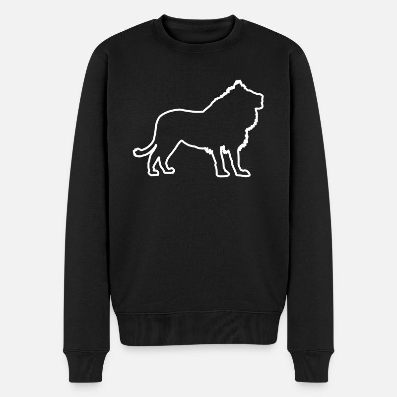 Lion Silhouette Contour - Pull Premium bio Homme - noir