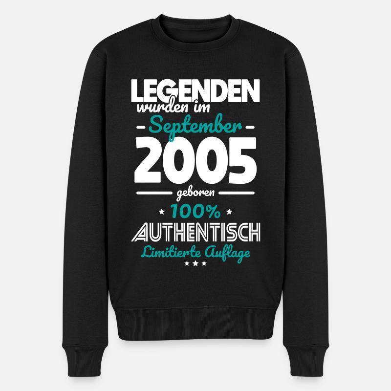 20. Geburtstag - Legenden wurden im September 2005 - Männer Premium Bio Pullover - Schwarz