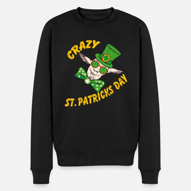 Folle Saint-Patrick Drôle Chèvre Folle - Pull Premium bio Homme - noir