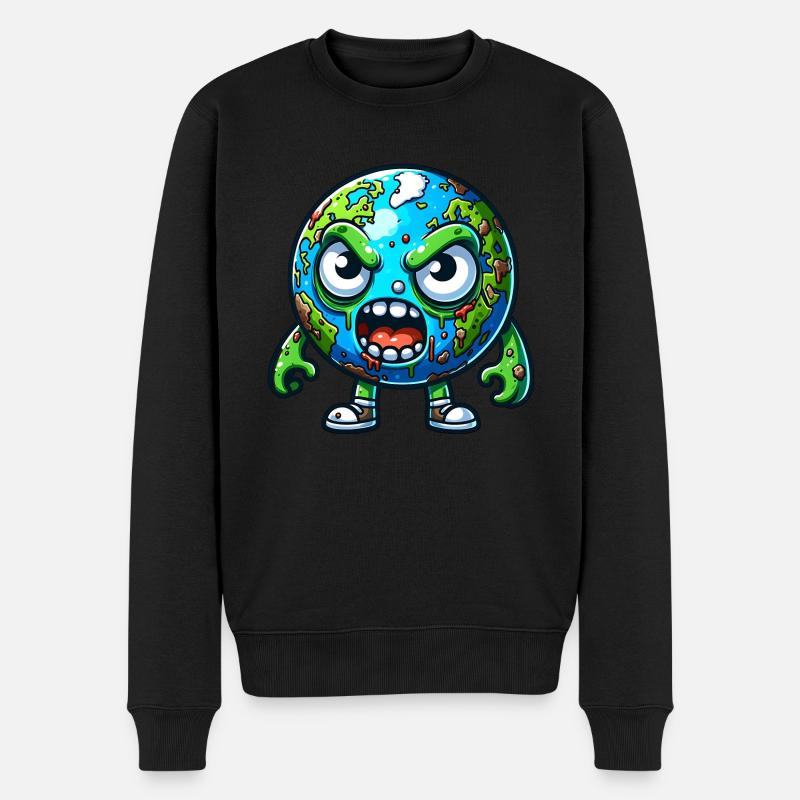 Angry Earth Wütende Erde - Männer Premium Bio Pullover - Schwarz