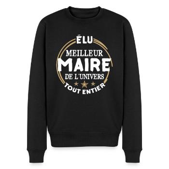 Élu meilleur maire - Pull Premium bio Homme - noir - Devant - Nico (187cm)